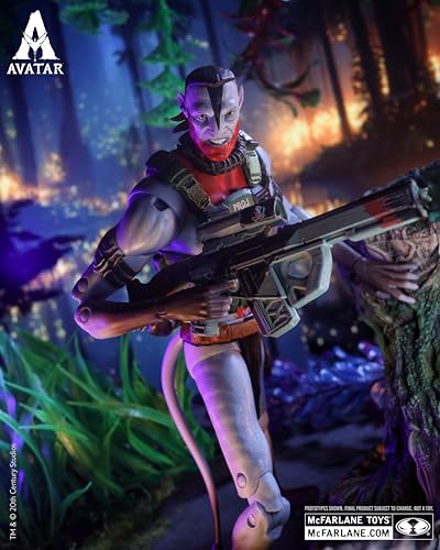 McFarlane Avatar Fire and Ash Quaritch highly detailed sculpt captures Pandora-inspired design.
