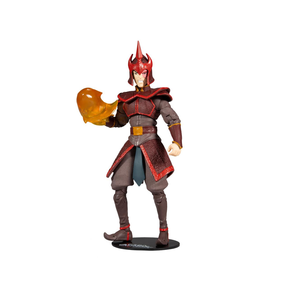 McFarlane Avatar TLAB 7in Prince Zuko Helmeted front view with Fire Nation armor