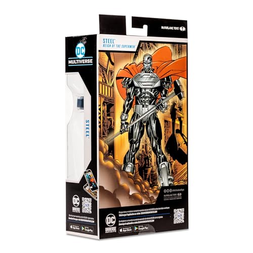 Packaging for McFarlane Steel figure shown for secure storage