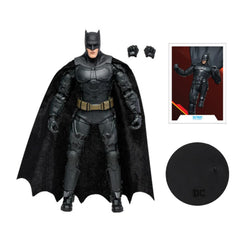 McFarlane Toys Batman DC Multiverse back view highlights cape flow and silhouette.