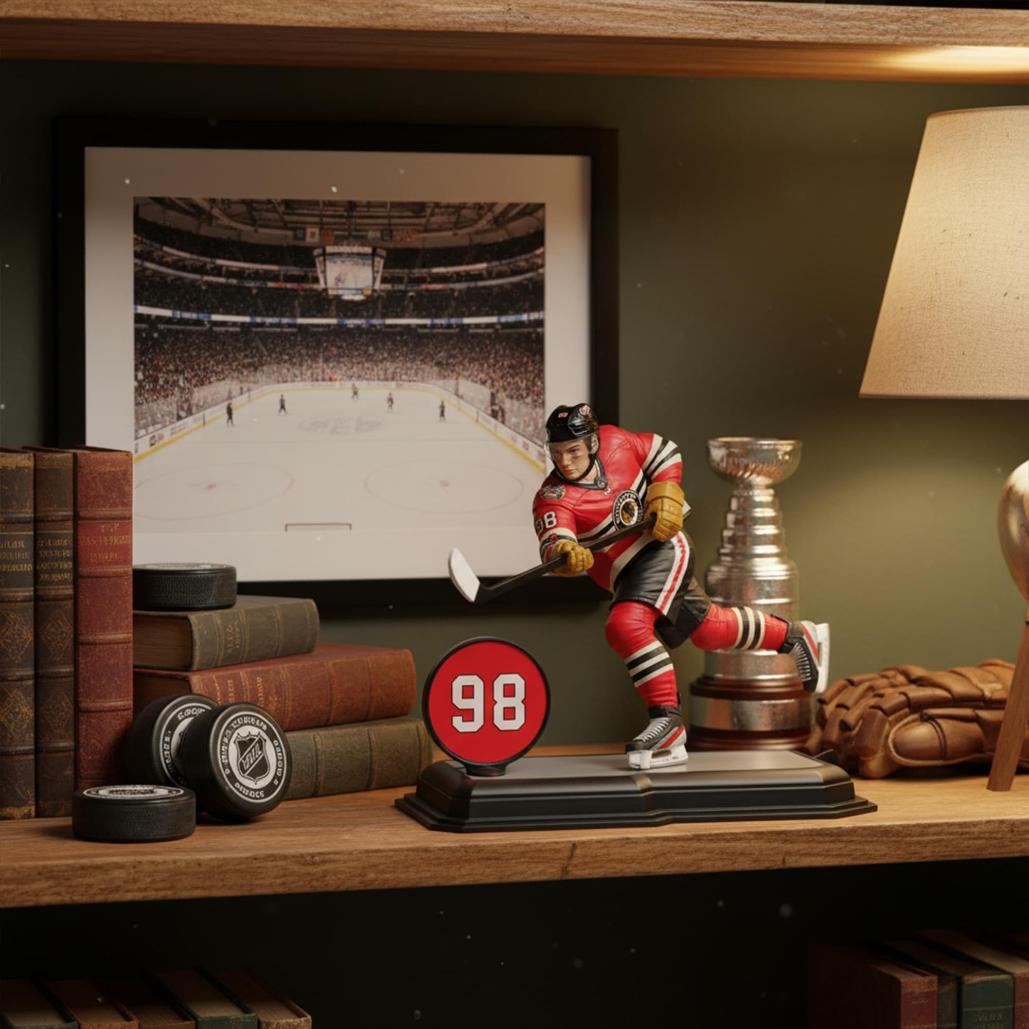 McFarlane's SportsPicks Connor Bedard figure, 7-inch scale ideal for shelf.