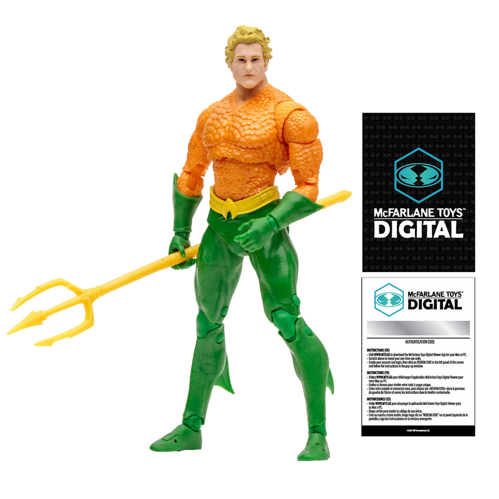 McFarlane Toys Aquaman DC Classic figure front view for display collection.