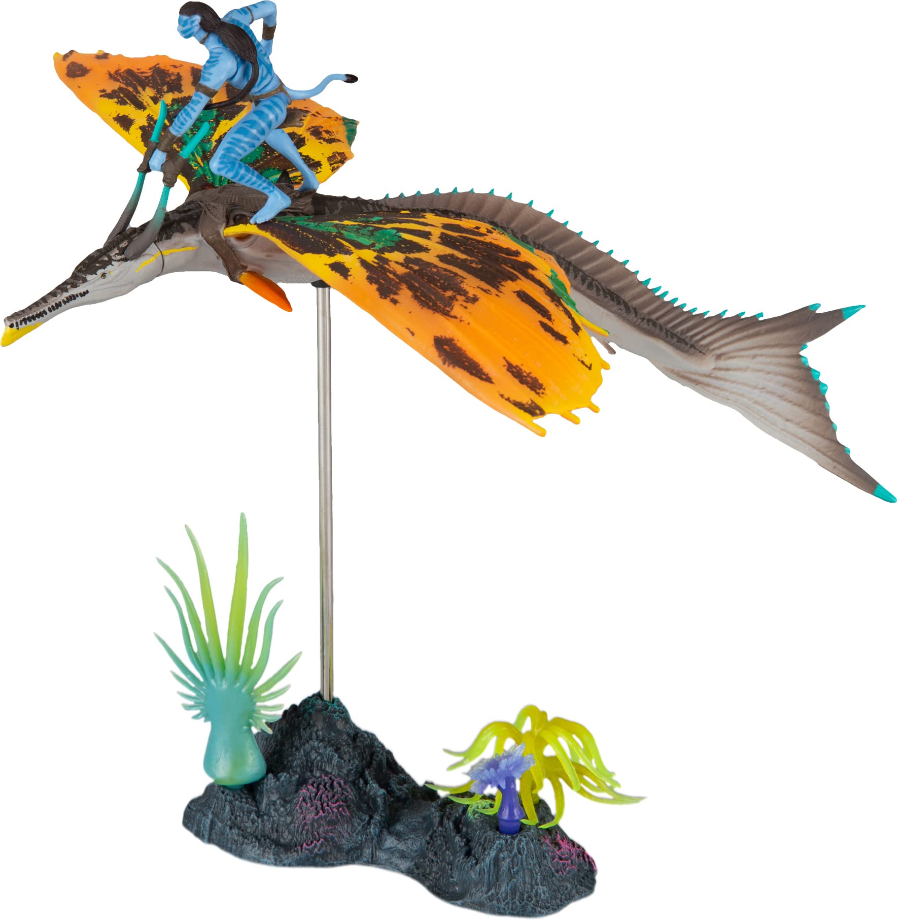 McFarlane Toys Jake Sully figure atop Skimwing for dynamic display.