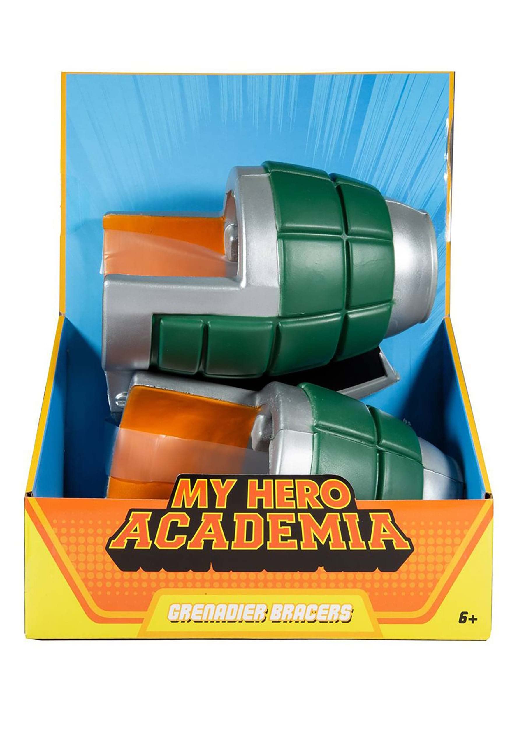 McFarlane Toys Bakugo Grenadier Bracers worn on wrists for authentic cosplay realism.