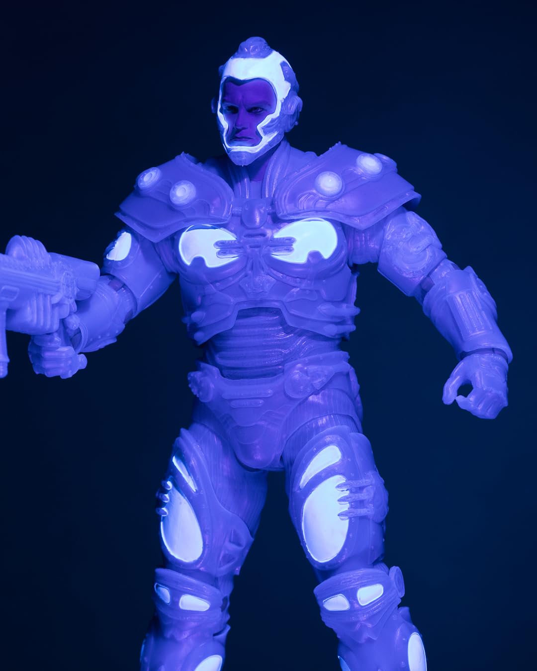 McFarlane Toys Batman and Robin Mr. Freeze glow-in-dark feature for night display.