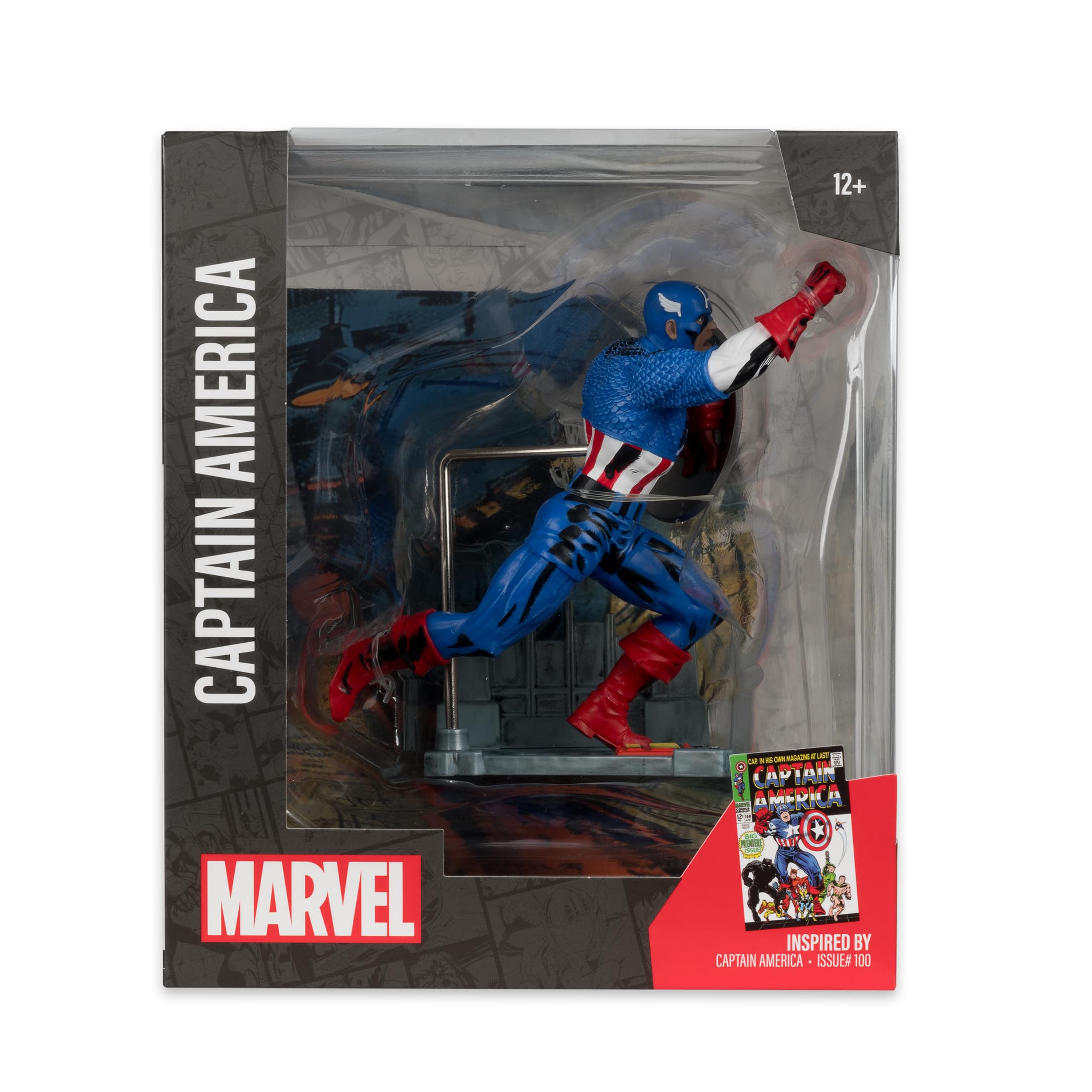 Captain America diorama-friendly environment supports shelf storytelling.