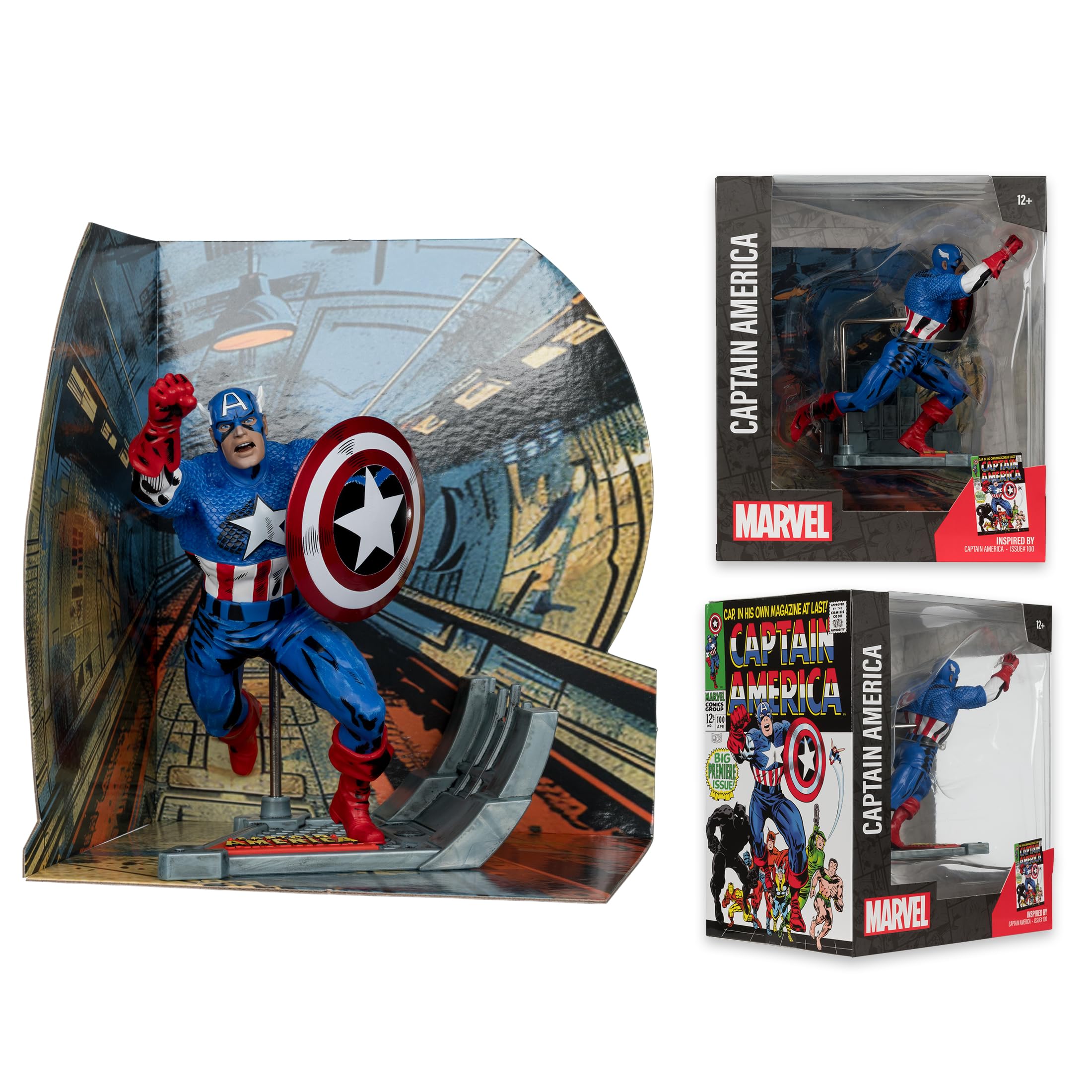 Captain America figure pose detail for dynamic display.