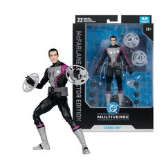 Collectible art card front featuring Cosmic Boy art for DC Multiverse