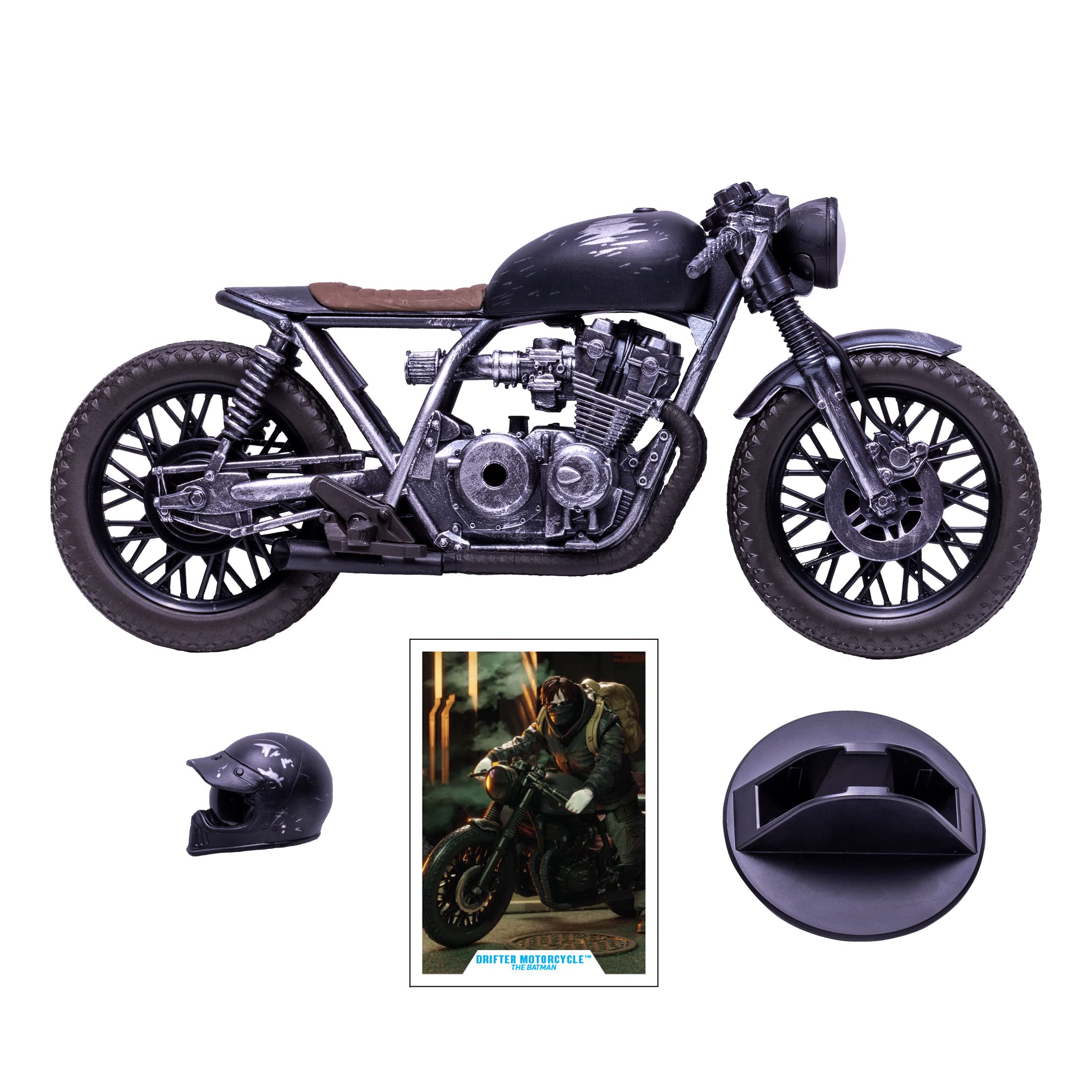 McFarlane Toys DC Batman Movie Drifter bike art card adds collectible detail.