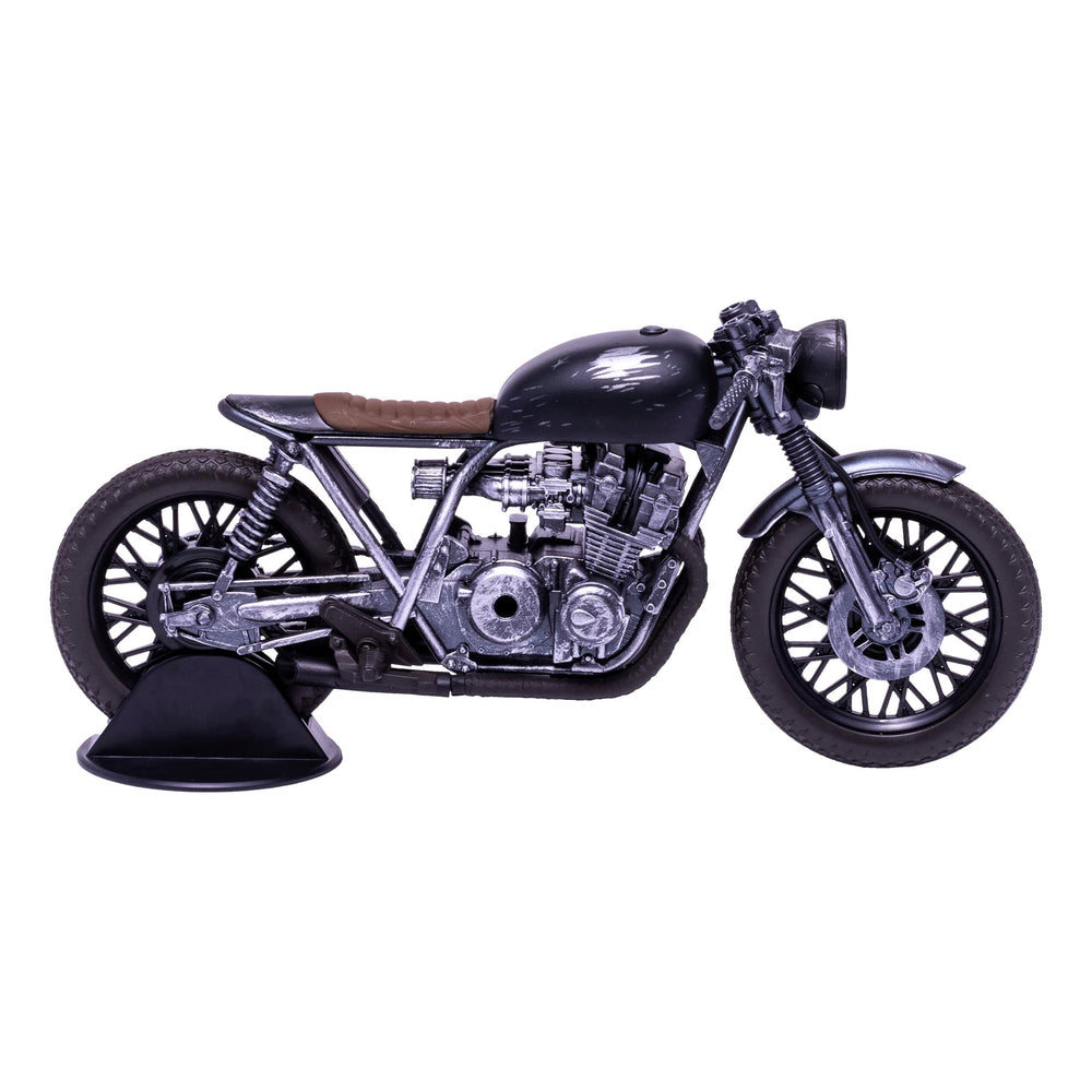 McFarlane Toys DC Batman Movie Drifter bike side view, cinematic detail for display.