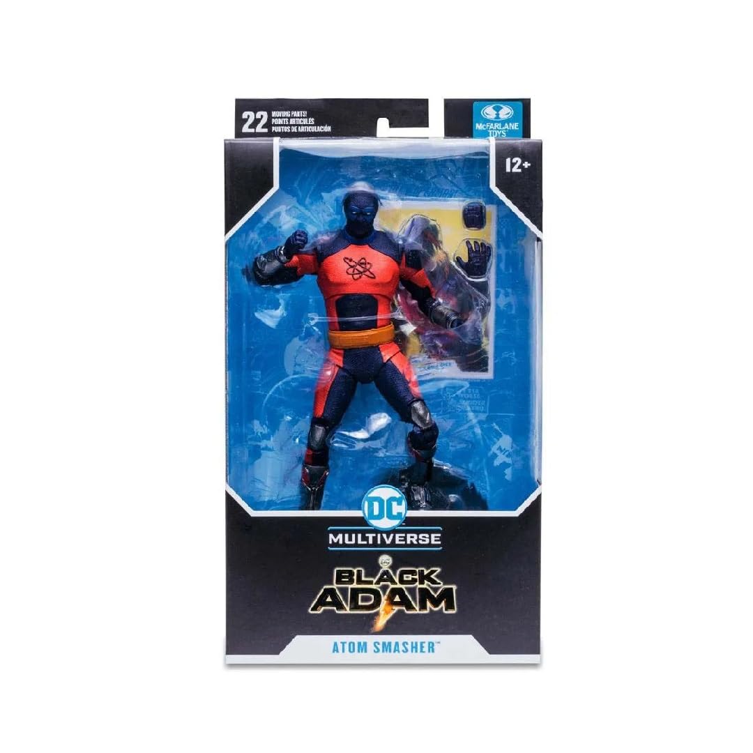 McFarlane Toys Atom Smasher figure with base and alternate hands for versatile posing.