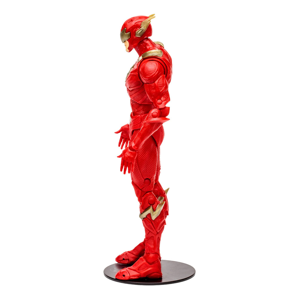 Red suit with gold accents captures classic speedster aesthetics.