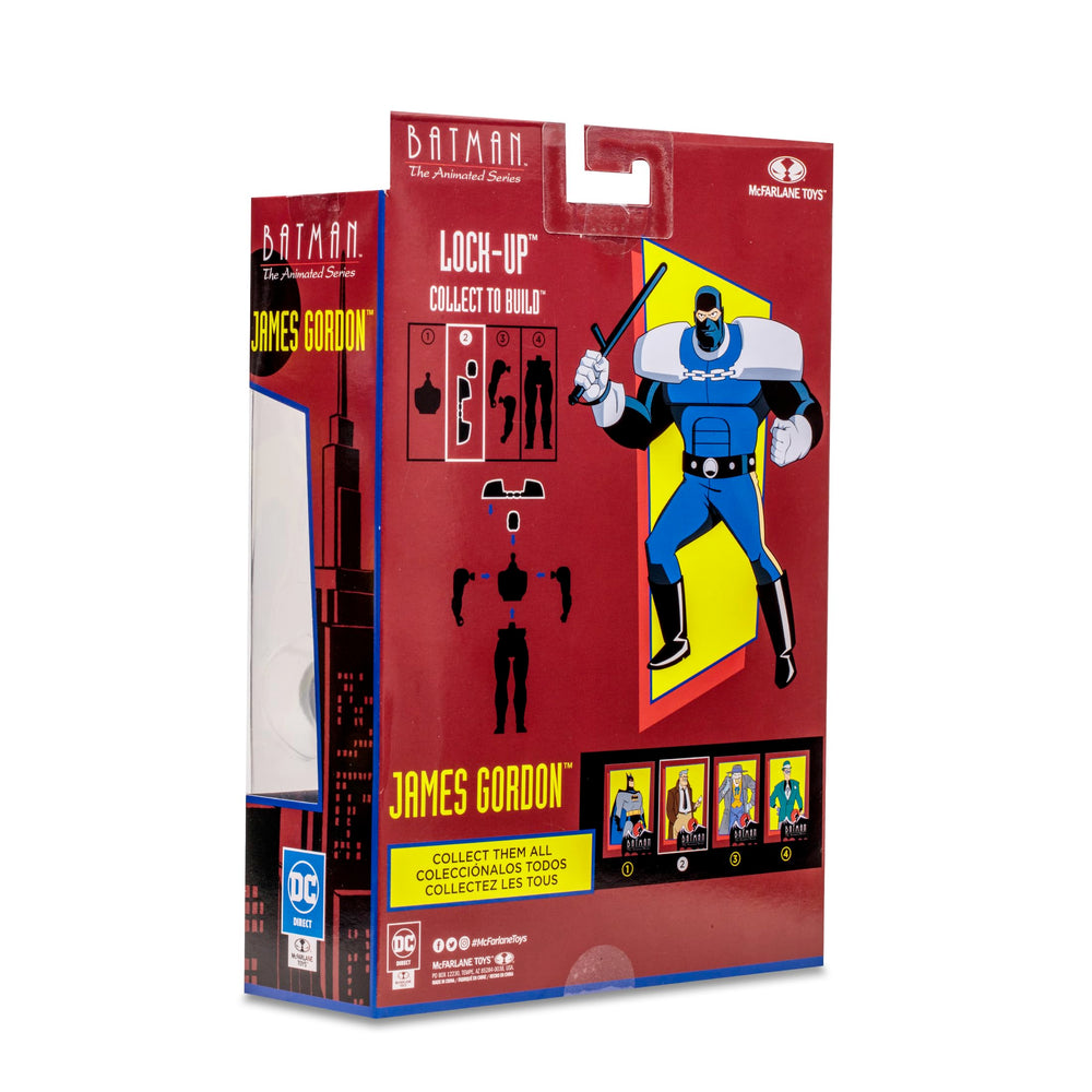 McFarlane Toys DC Direct Commissioner Gordon packaging highlights Build-A wave.