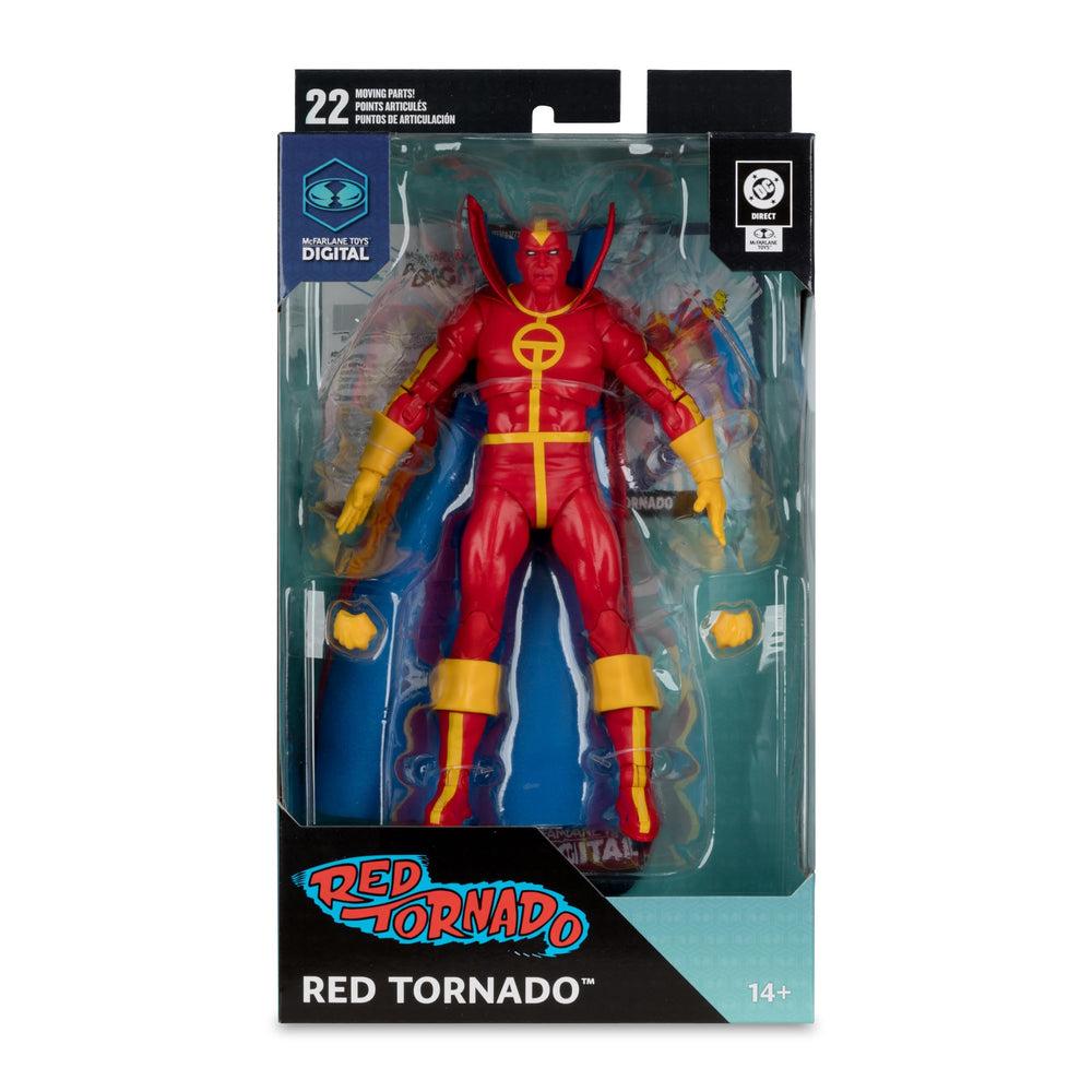 Red Tornado art card biography back by McFarlane Toys
