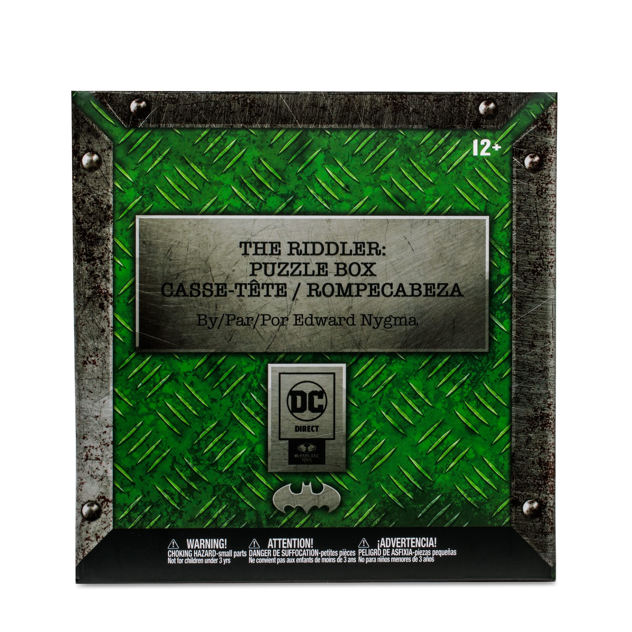 McFarlane Toys Riddler Puzzle Box accessory-case with clues and keep-sake items.