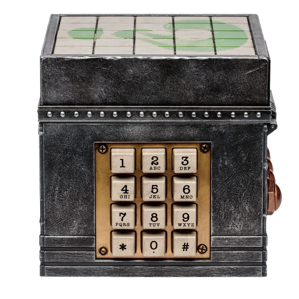 McFarlane Toys Riddler Puzzle Box paper-clues spread ready for puzzle solving.