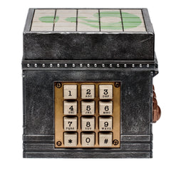 McFarlane Toys Riddler Puzzle Box paper-clues spread ready for puzzle solving.