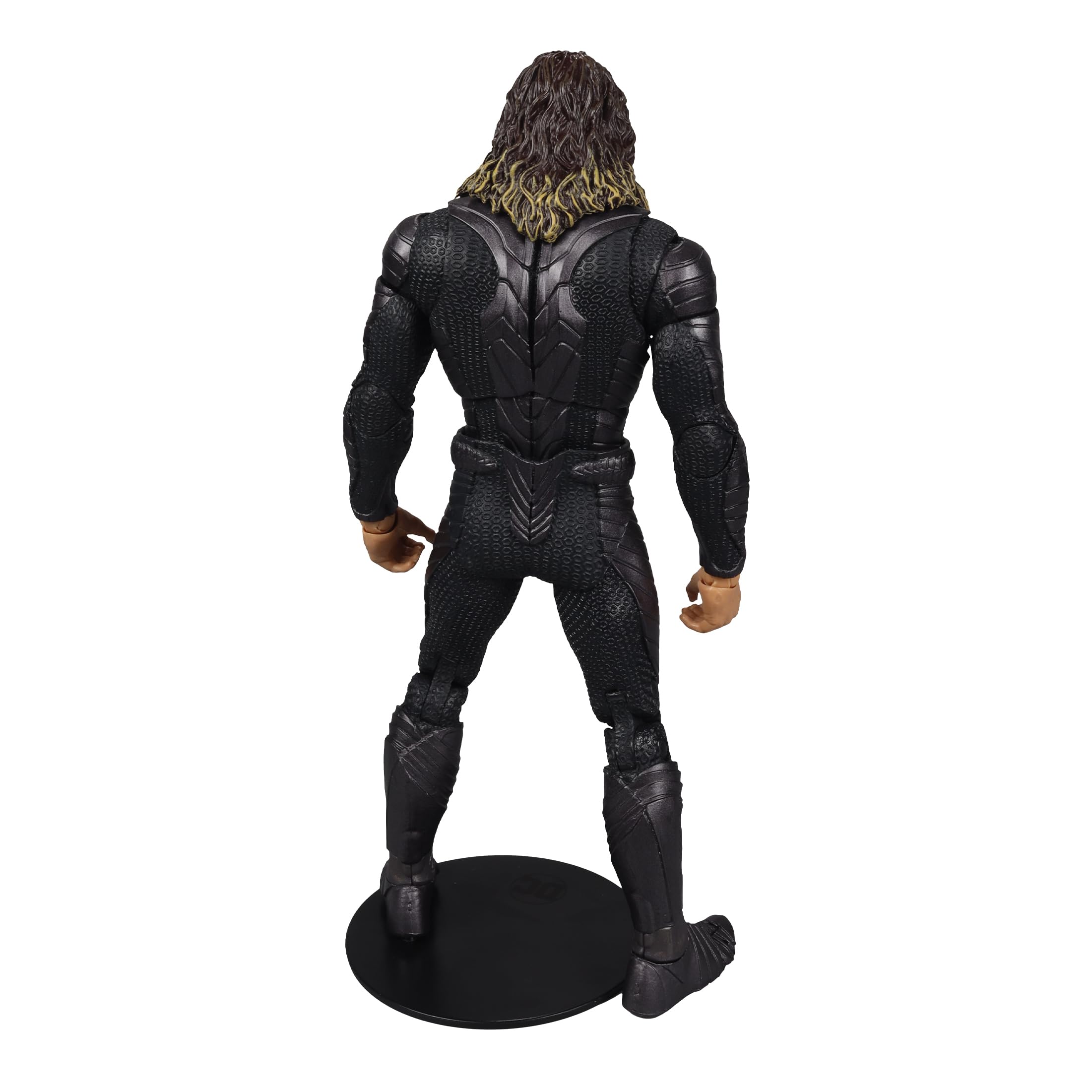 McFarlane Toys Aquaman stealth suit close-up reveals intricate texture and color.