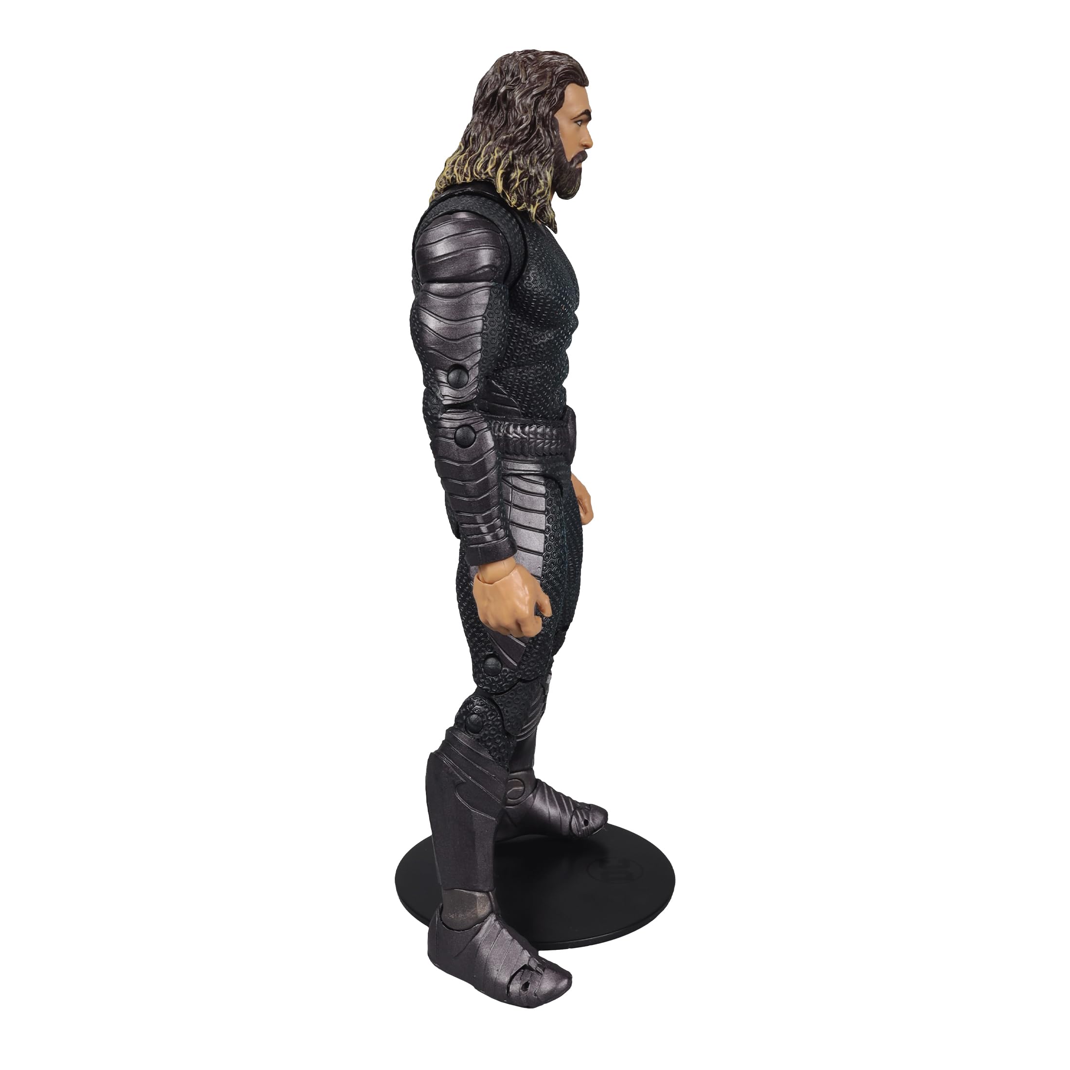 McFarlane Toys Aquaman stealth suit side profile emphasizes silhouette.