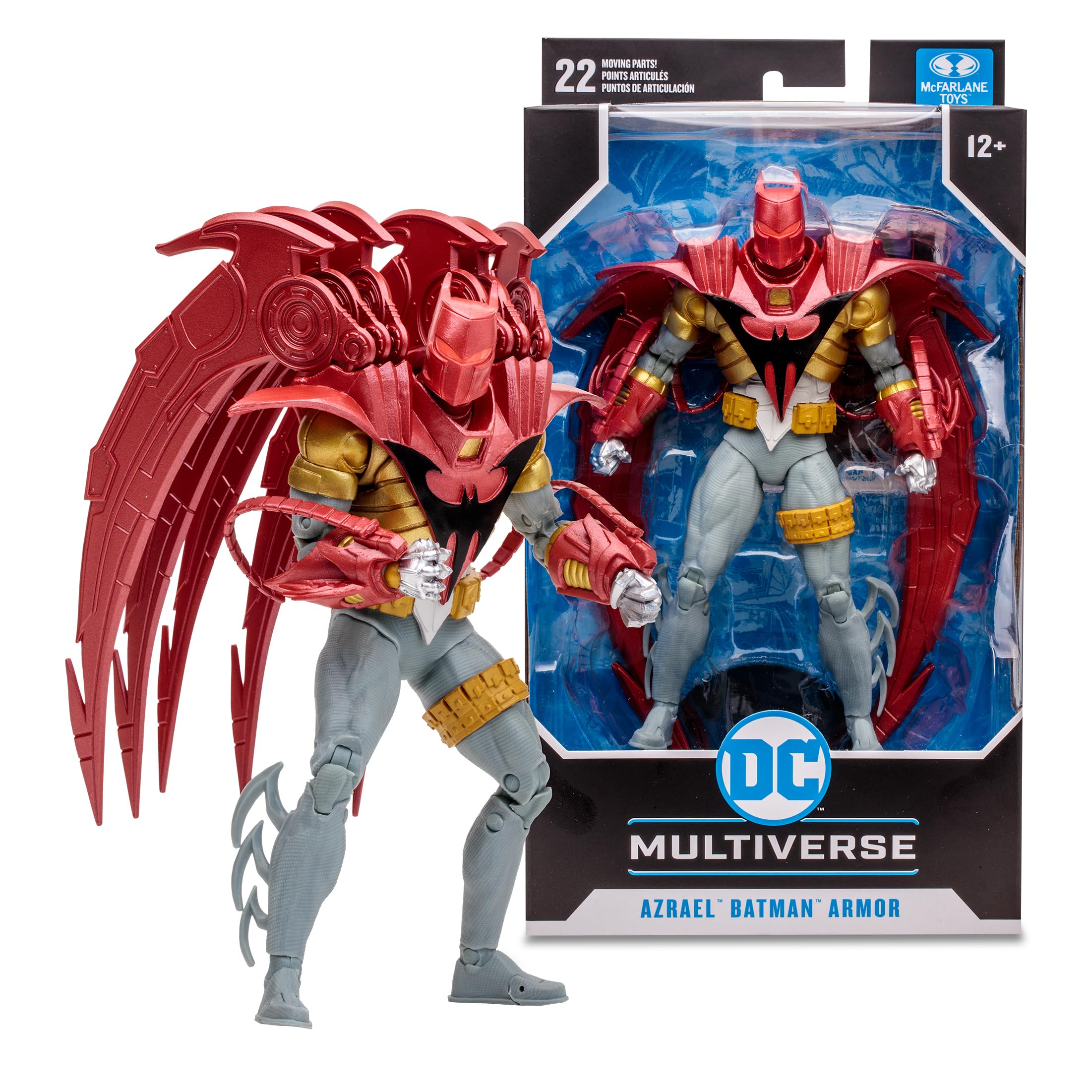 Box packaging and presentation of Azrael armor figure