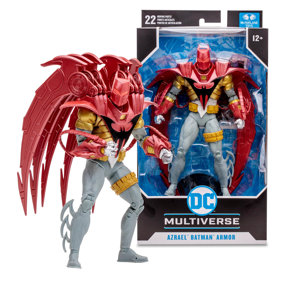 Box packaging and presentation of Azrael armor figure
