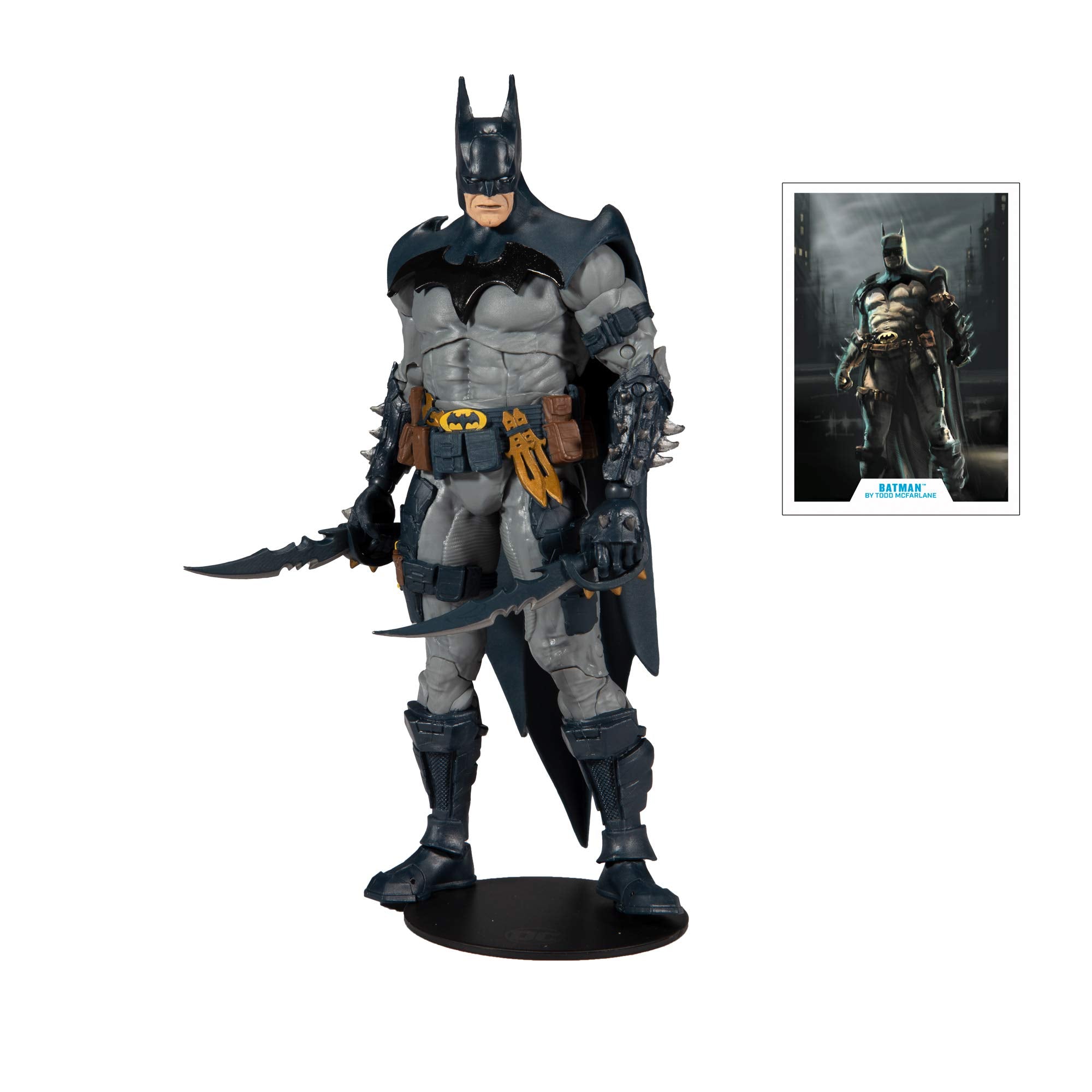 McFarlane Toys Batman 7in figure showcasing detailed suit and sculpt.