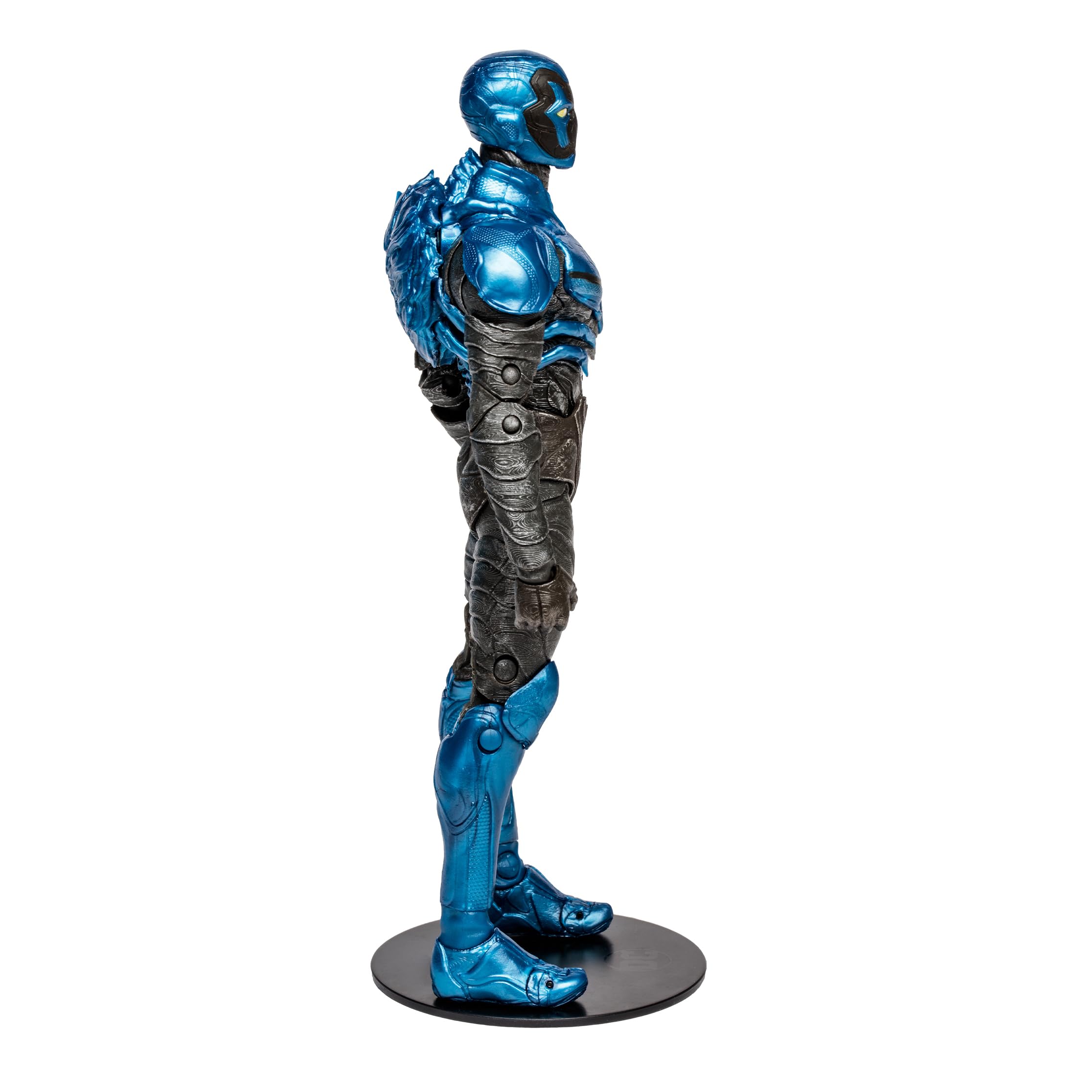 Fine sculpt detail and realistic textures on the Blue Beetle figure
