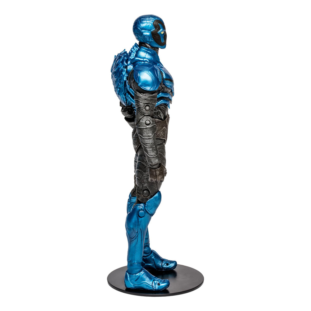 Fine sculpt detail and realistic textures on the Blue Beetle figure
