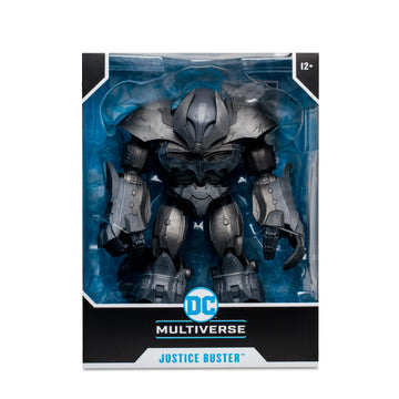 McFarlane Toys Justice Buster art card back offers character biography for reference.