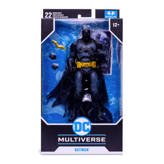 McFarlane Toys Next Batman shown against Gotham-inspired backdrop for display context.