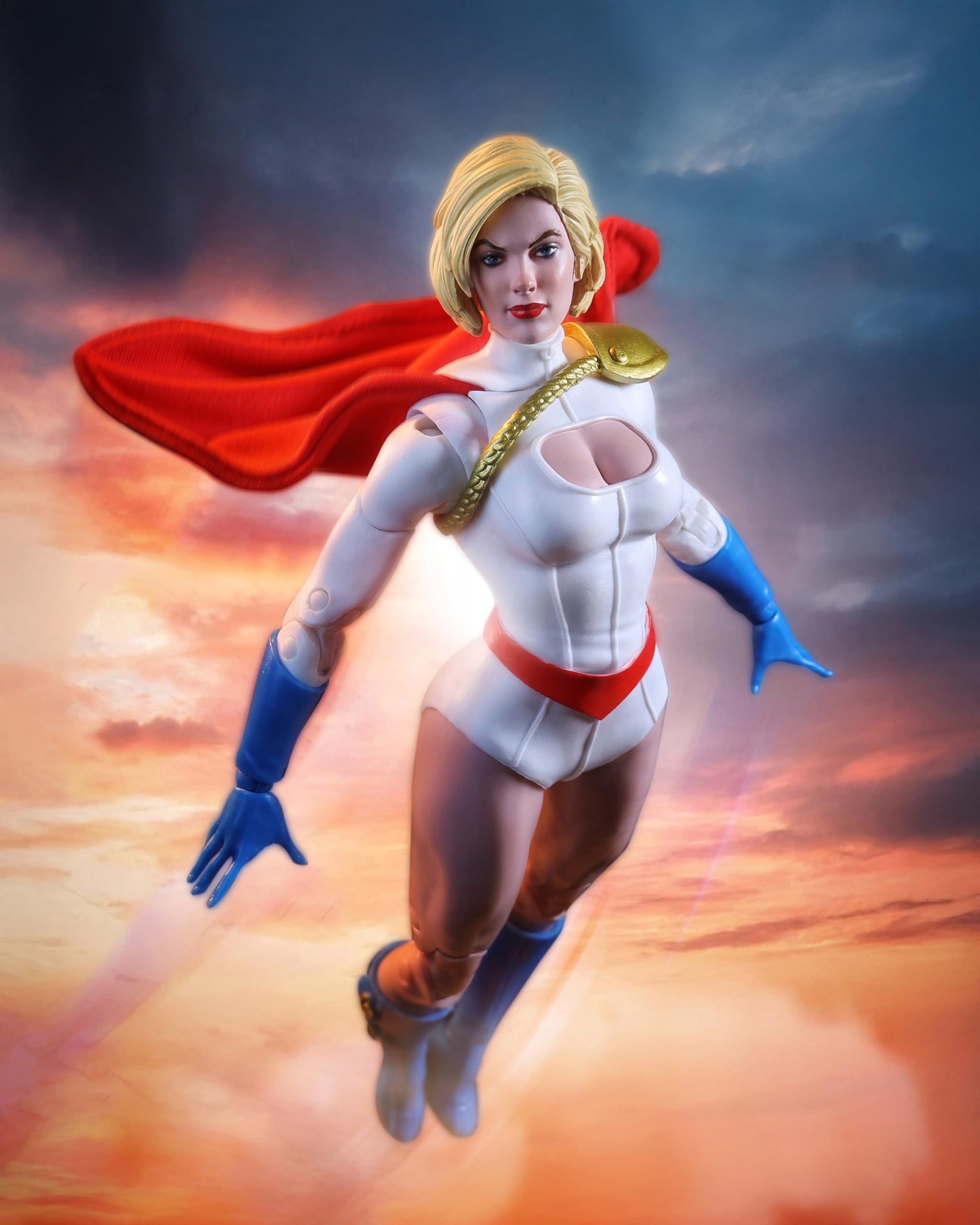 Power Girl figure side pose, ideal for dynamic display