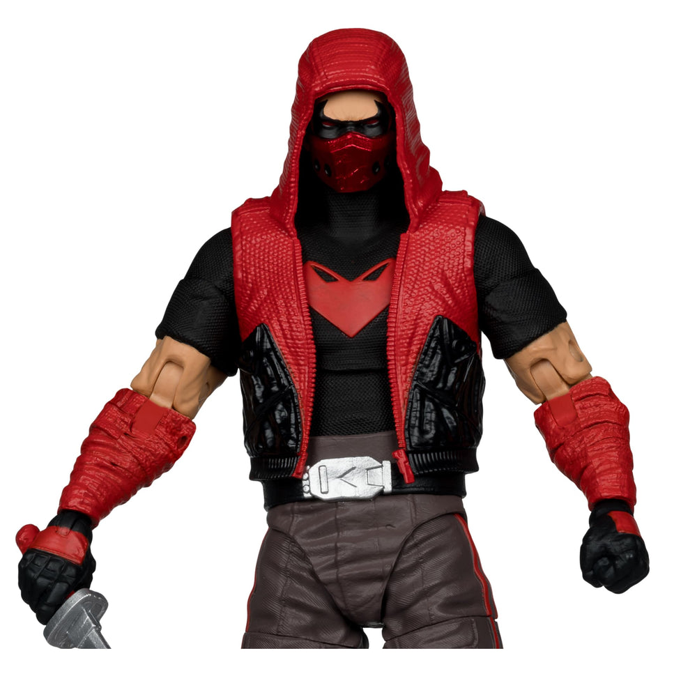 McFarlane Toys DC Multiverse Red Hood armor detail highlights premium sculpt for dynamic posing.