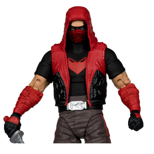 McFarlane Toys DC Multiverse Red Hood armor detail highlights premium sculpt for dynamic posing.