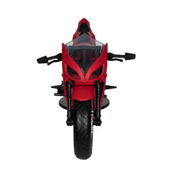 McFarlane Toys Red Hood's Sportsbike rolling wheels hint at kinetic play.