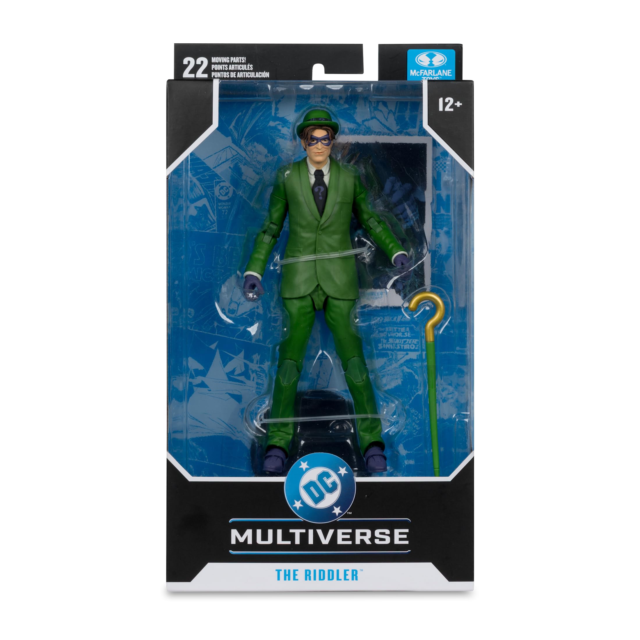 McFarlane Toys Riddler with 22-point articulation enables dynamic poses.