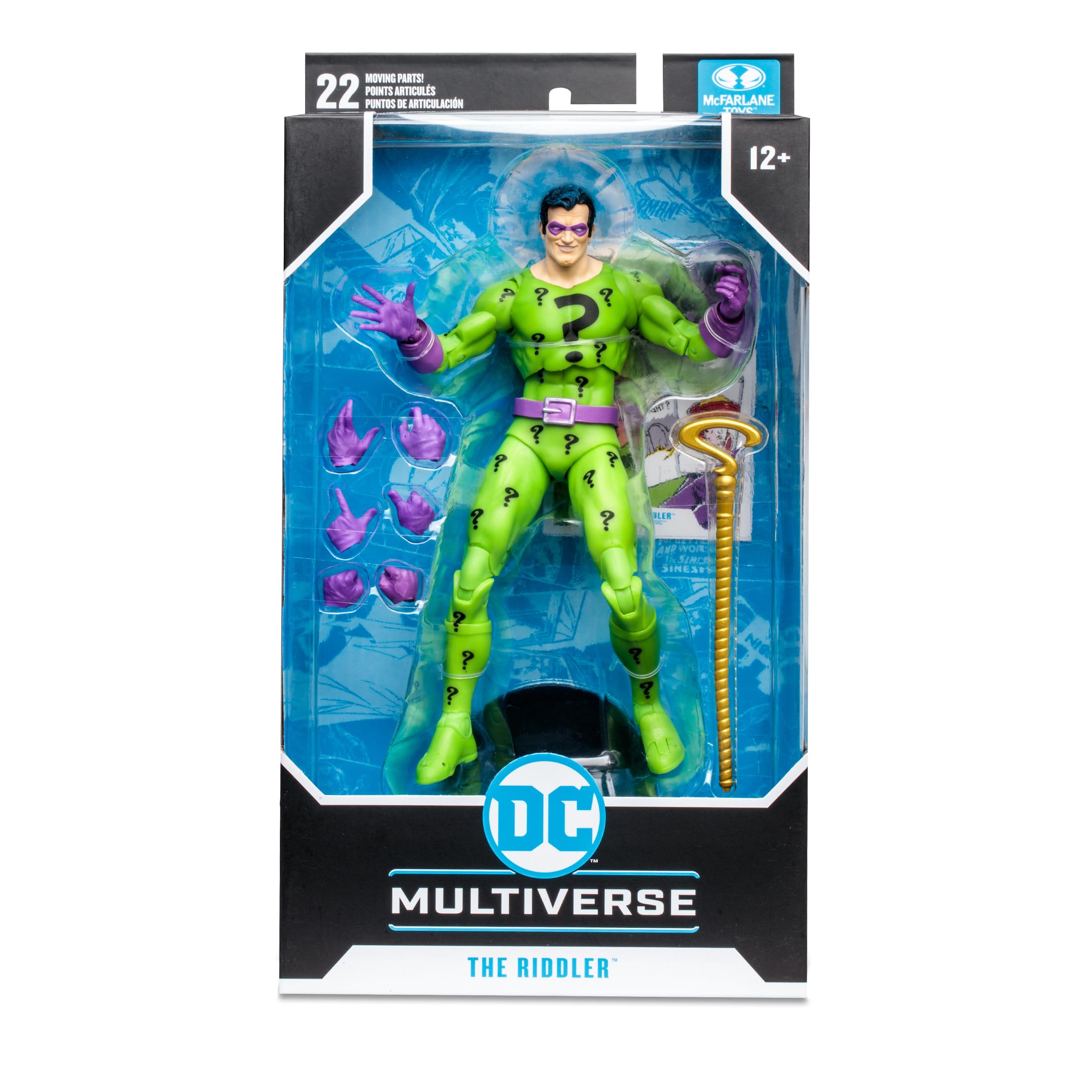 McFarlane Toys DC Multiverse The Riddler 7in card art packaging.