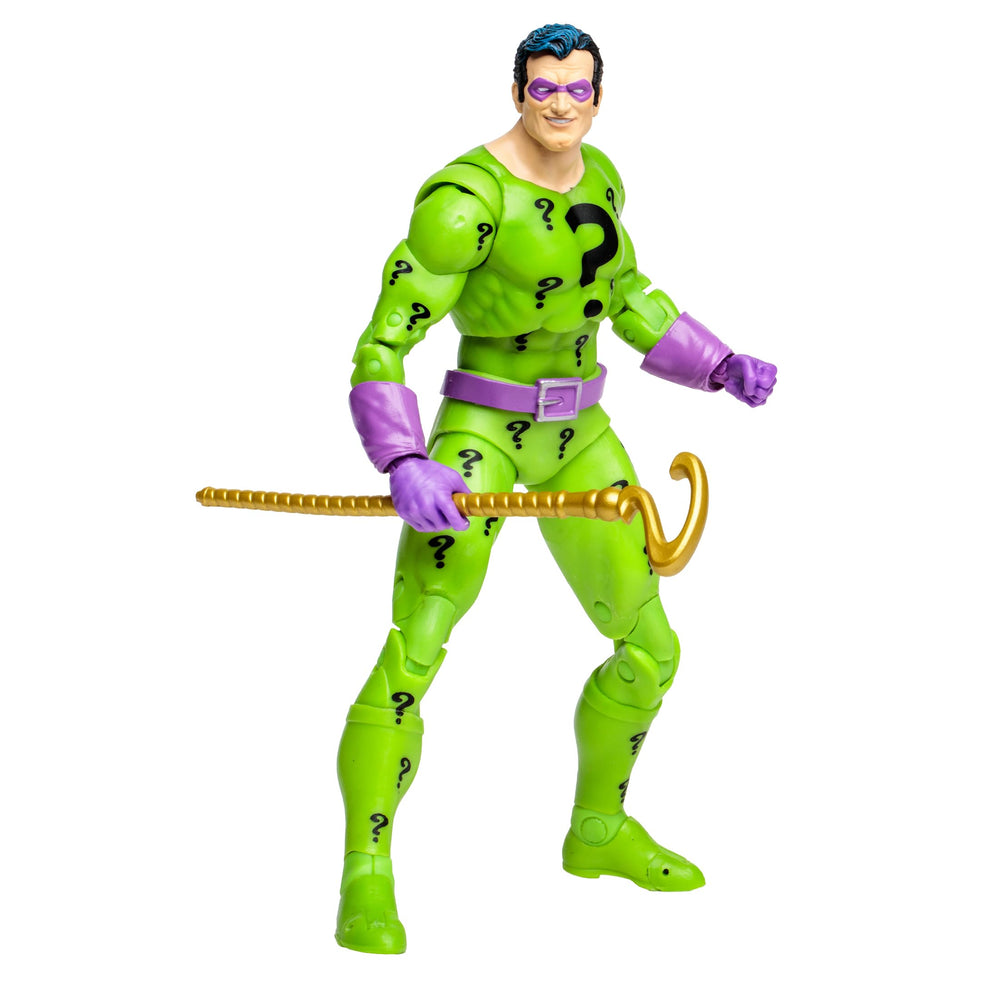 McFarlane Toys DC Multiverse The Riddler 7in figure reveals detailed sculpting and textures.