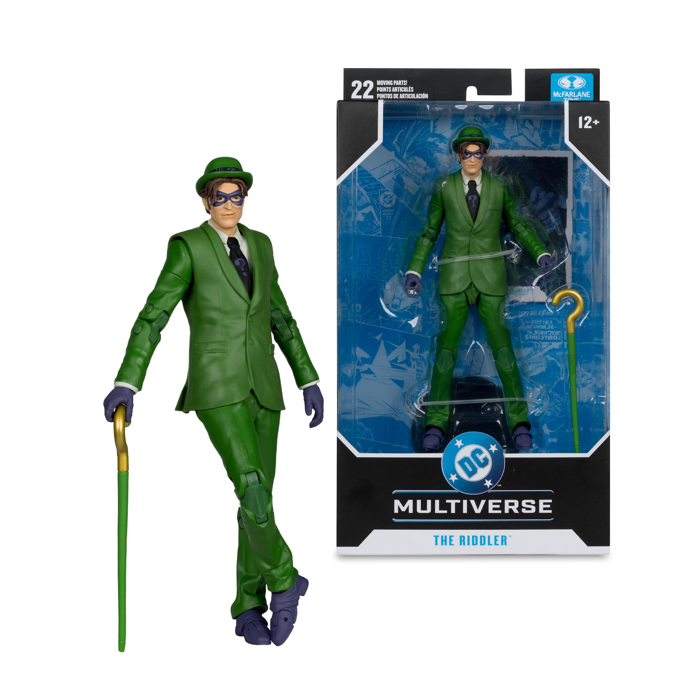 McFarlane Toys Riddler art card back biography details.