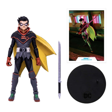 McFarlane Toys Robin Infinite Frontier art card includes character biography on back.