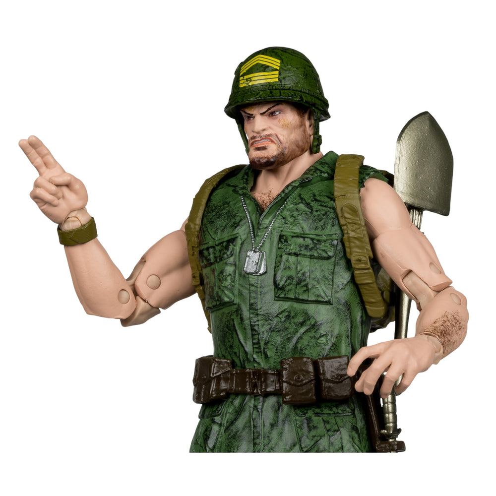 McFarlane Toys DC Multiverse Sergeant Rock holding trench shovel for dynamic poses