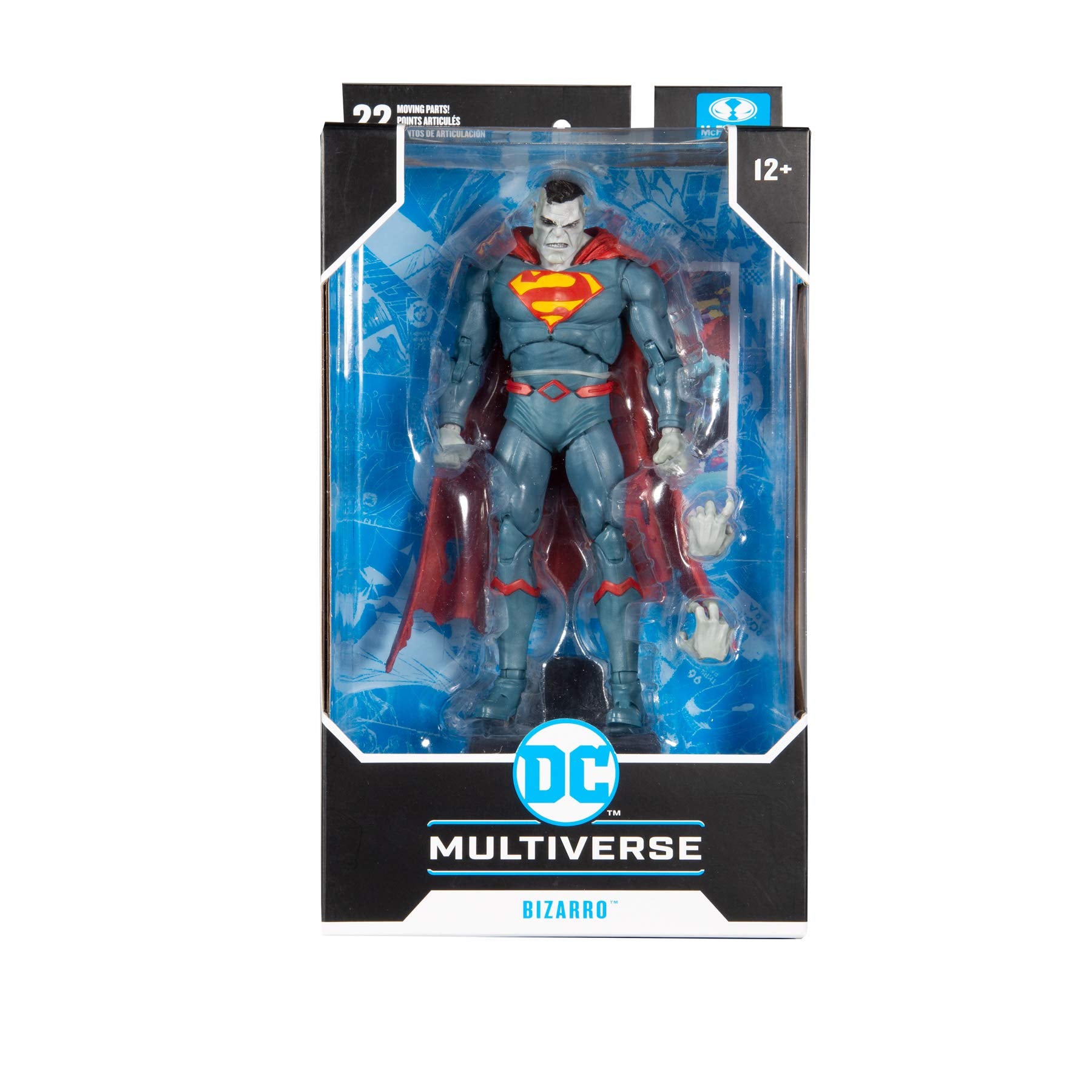 McFarlane Toys DC Multiverse Superman Bizarro 22 movable parts enable versatile posing.