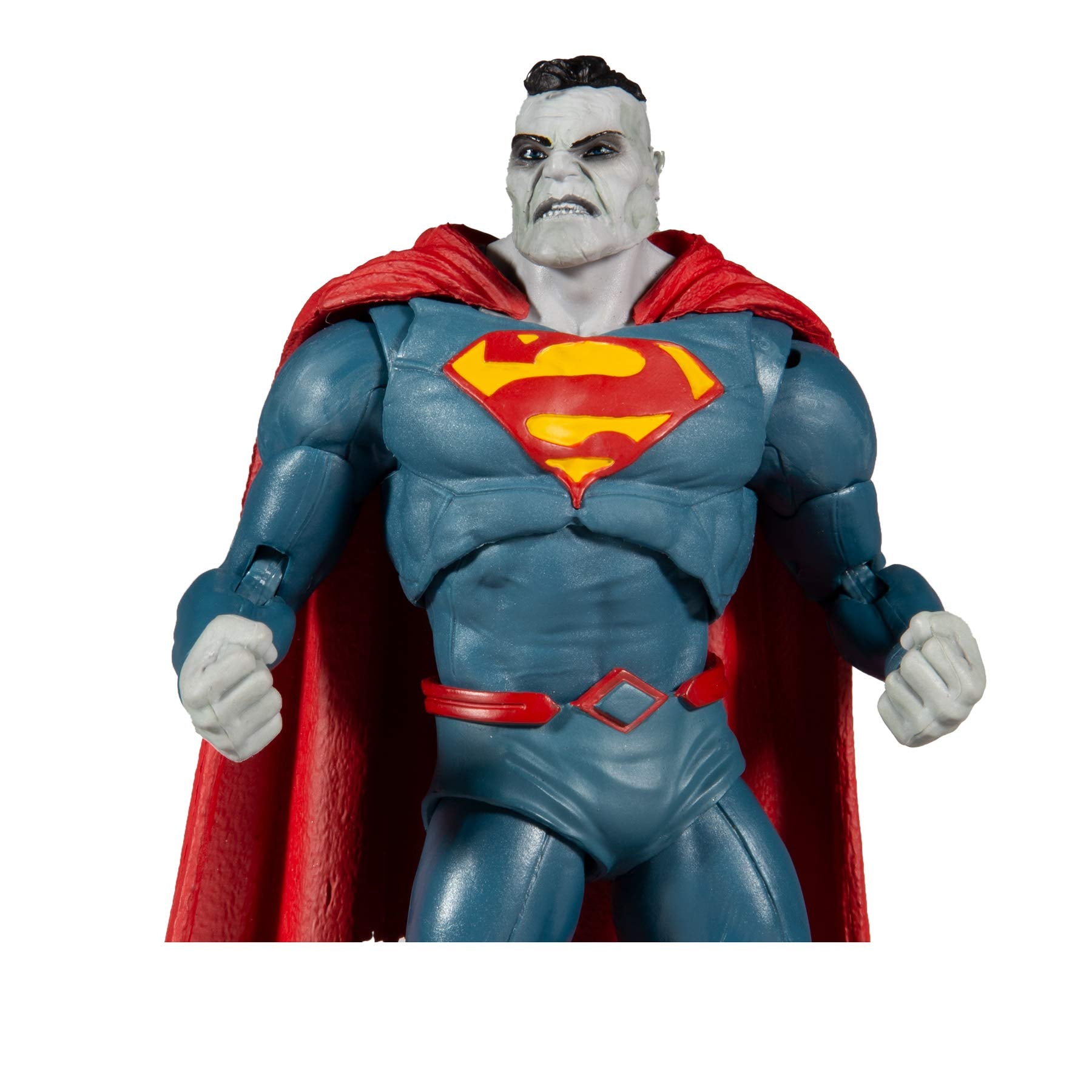 McFarlane Toys DC Multiverse Superman Bizarro head sculpt detail for dramatic shelf display.