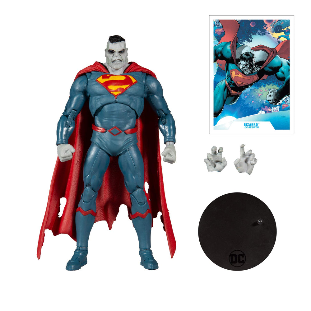 McFarlane Toys DC Multiverse Superman Bizarro DC-themed window box packaging enhances display appeal.