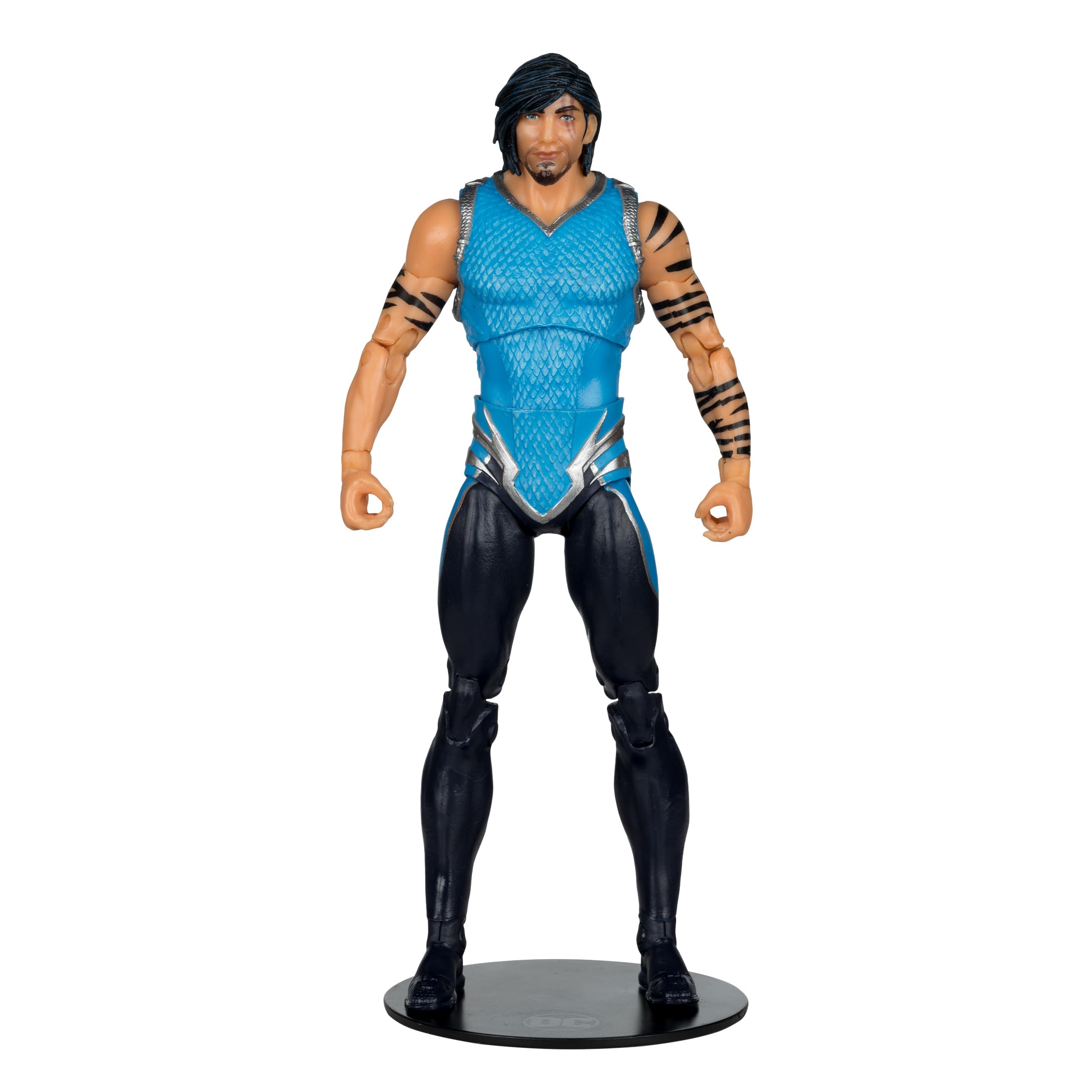 Display base supports dynamic poses for extended shelf setups