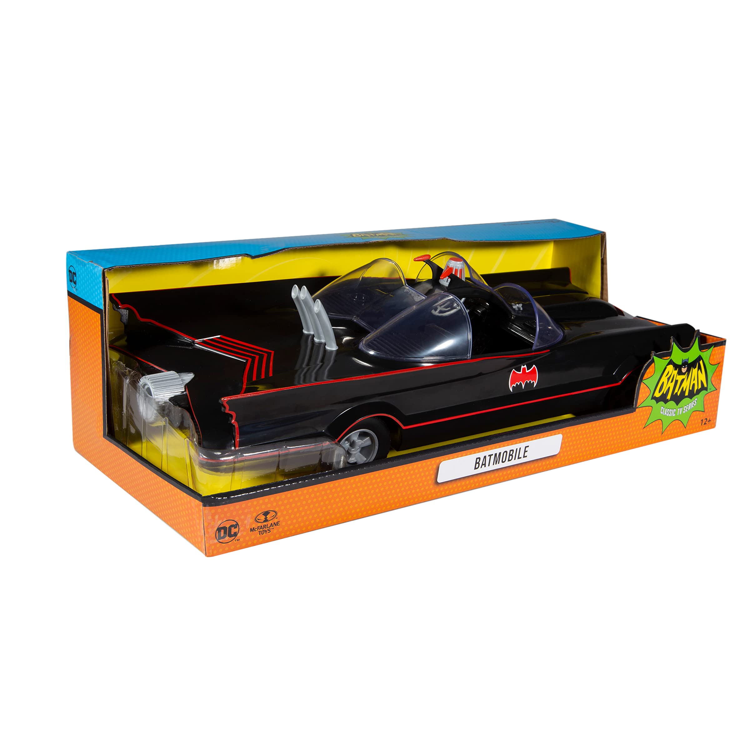 McFarlane Toys DC Retro Batmobile anti-theft-activator protects display