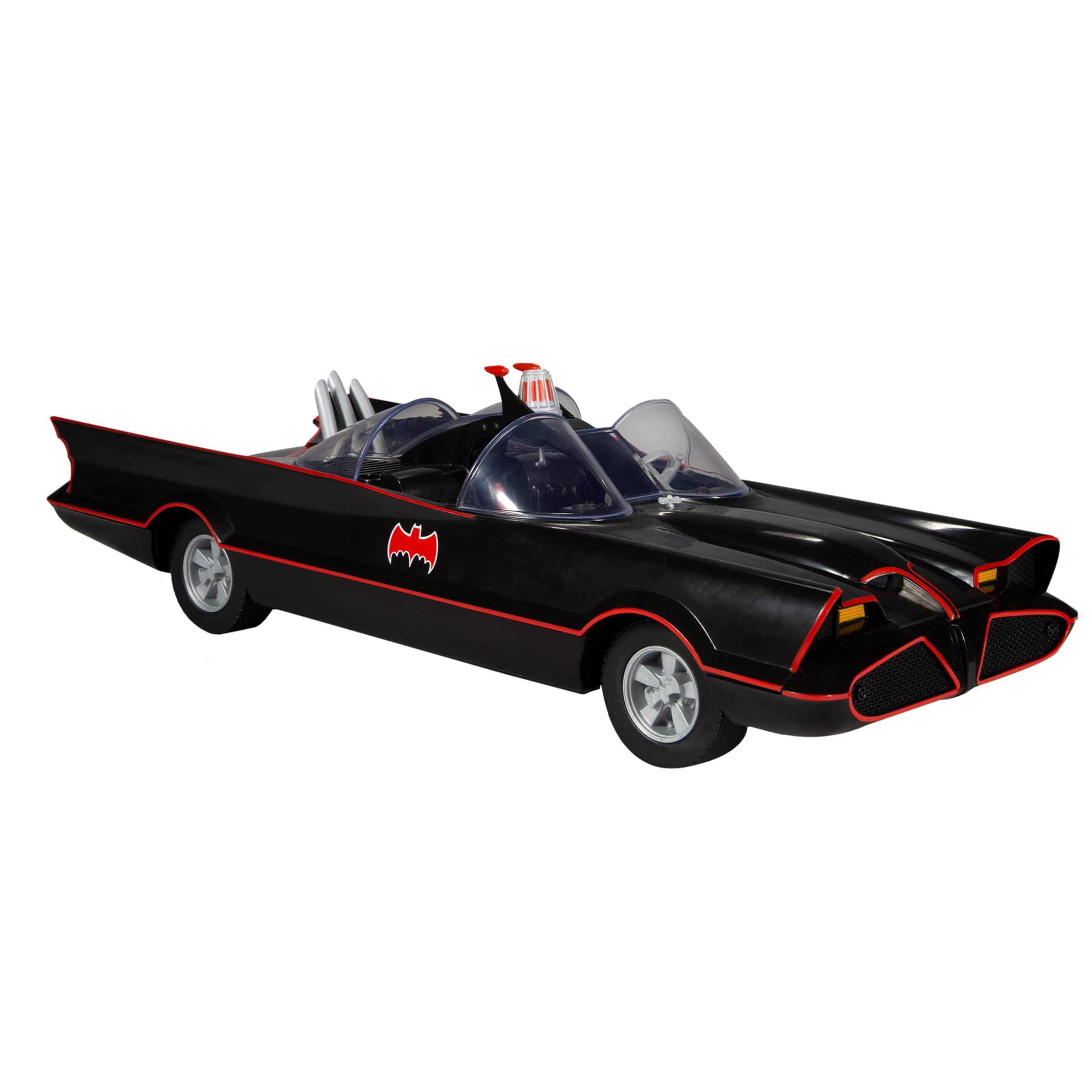 McFarlane Toys DC Retro Batmobile with rolling wheels for authentic display