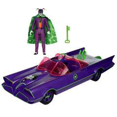 McFarlane Toys Batmobile vehicle side view highlighting sculpted details for display.