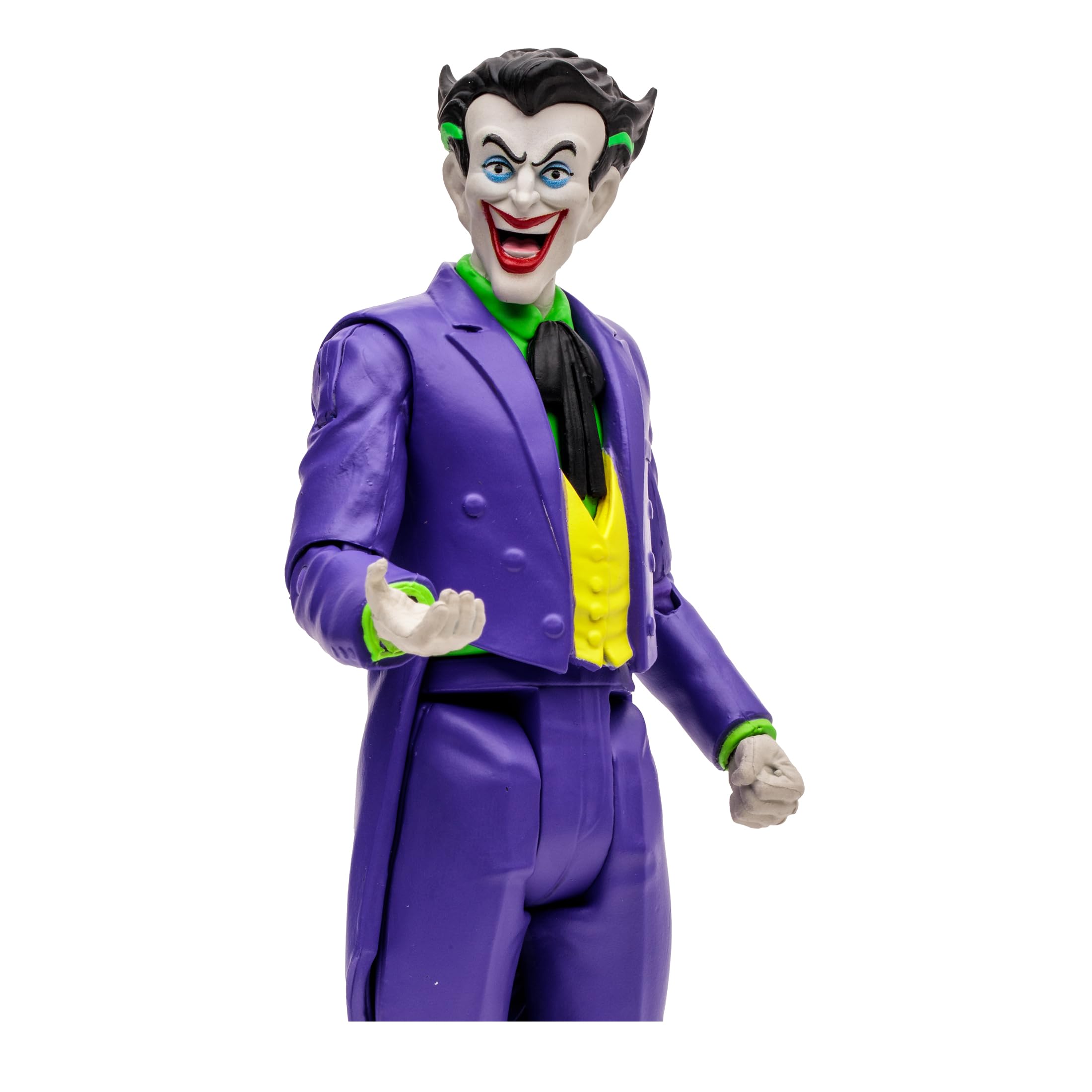 Joker figure articulation close up showing 12 movable parts for dynamic posing.