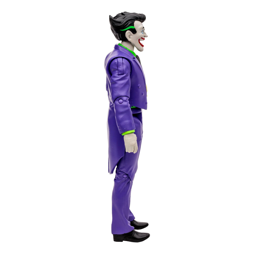 Close-up of Joker figure paint and green hair for vivid look.