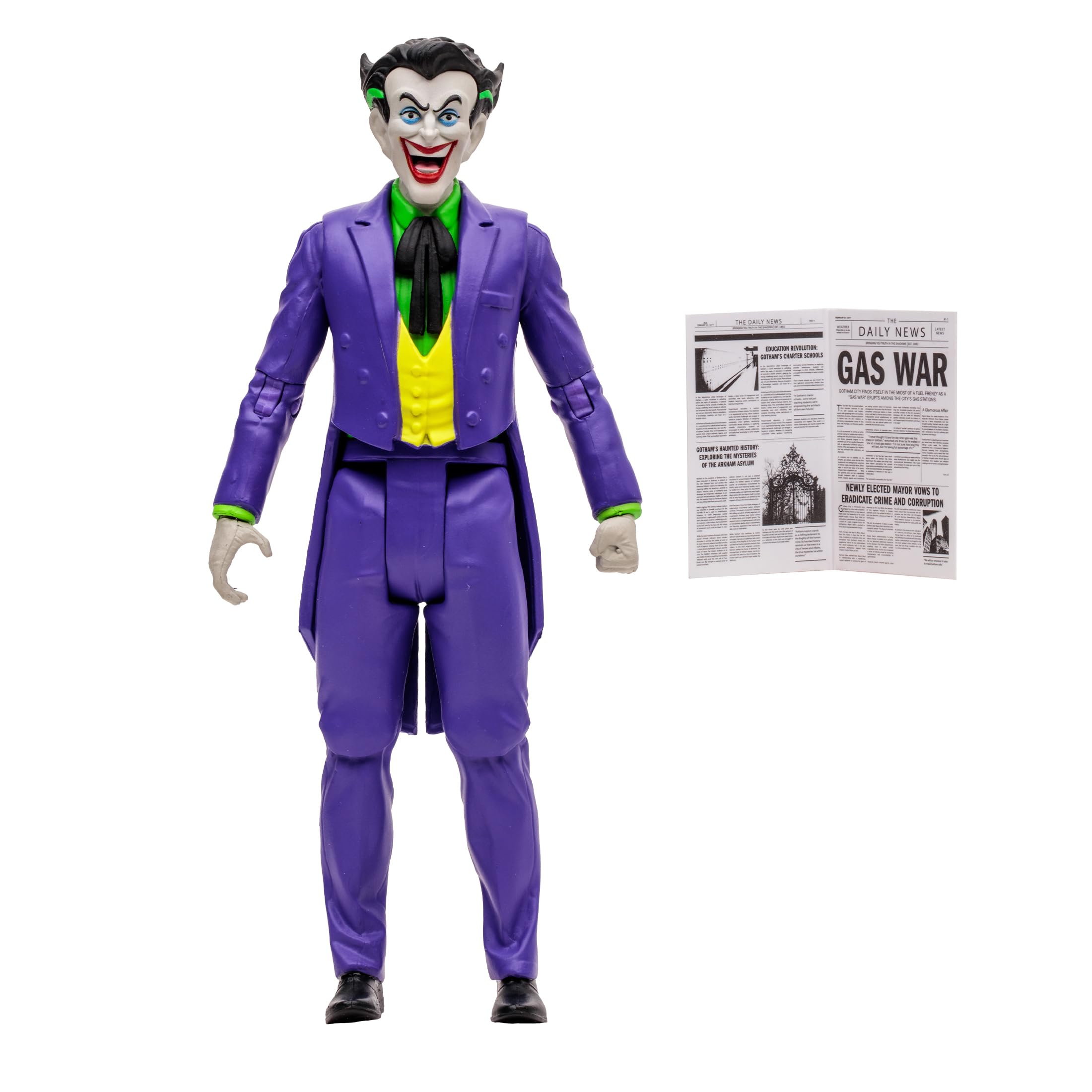 Newspaper accessory included with Joker figure for storytelling options.